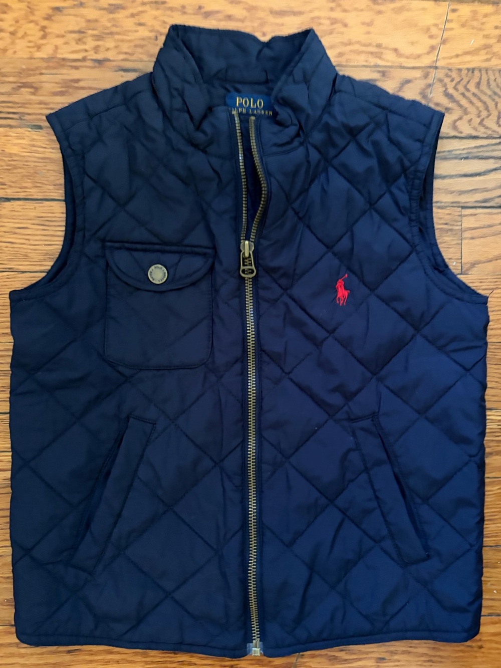 Polo by Ralph Lauren Navy Quilted Vest with Red Pony